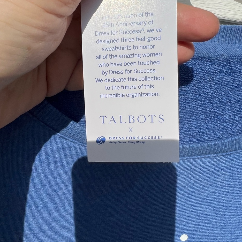 NWT Talbots Blue “Inspire” Long Fun Sleeve Sweatshirt - Picture 8 of 10